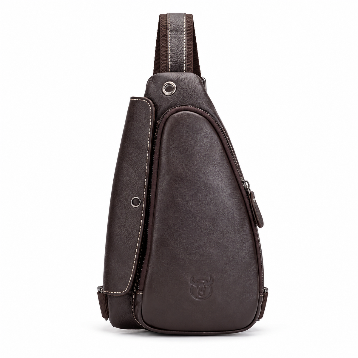 Coffee Brown Textured Crossbody Sling Bag