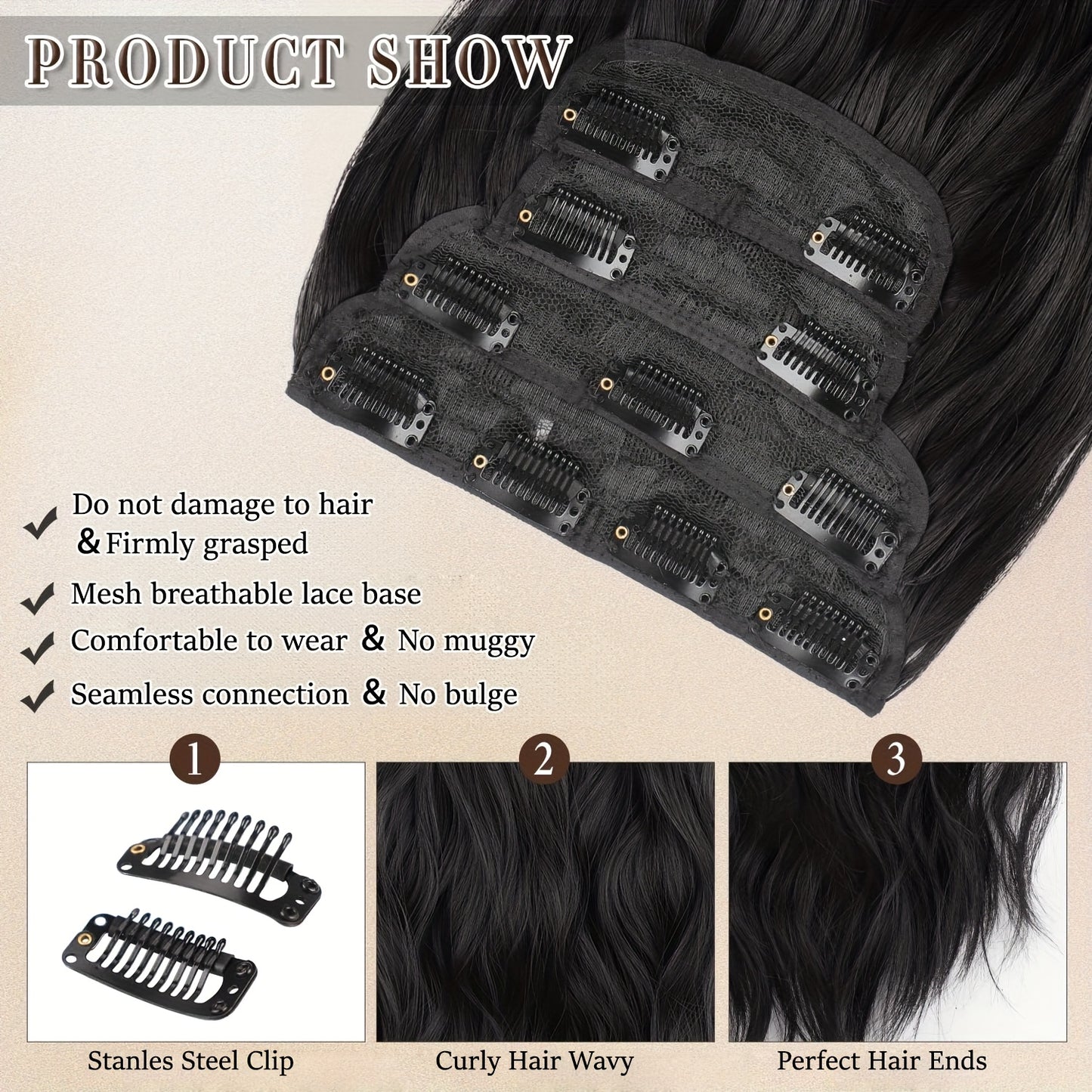Clip In Hair Extensions, Hair Extensions for Women Straight Layered Hair Extensions Synthetic Heat Resistant Long Wavy Daily Use 20 Inch
