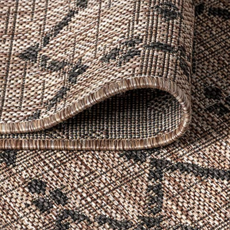 Moroccan Geometric Textured Weave Indoor Outdoor Area Medium Rugs Bohemian Rustic Scandinavian Easy Bedroom Kitchen Backyard Patio Non Shedding Natural Black 8 X 10