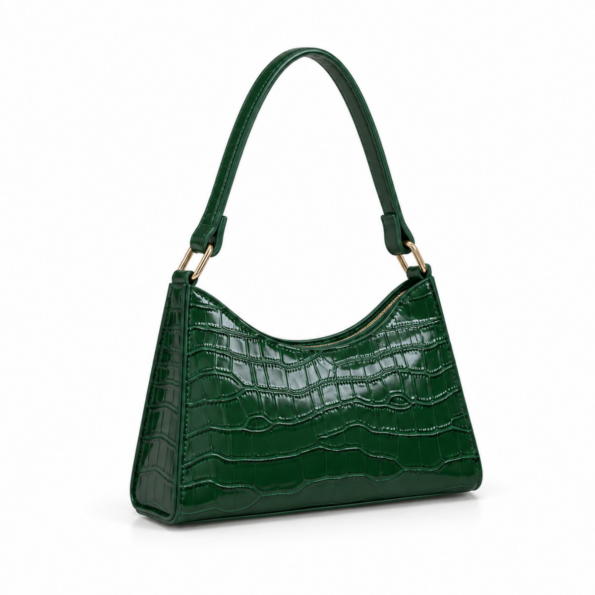 Emerald Croc Embossed Shoulder Handbag Purse