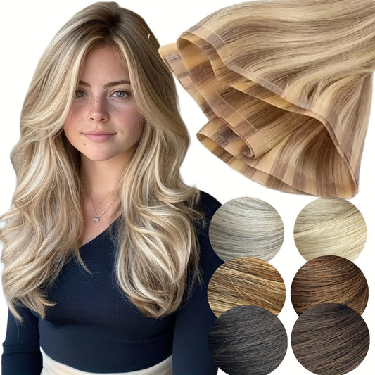 Invisible Long Tape PU Skin Weft Human Hair Bundles No Glue Real Natural Hair Seamless 16inch Weft Hairpieces for Salon Supply