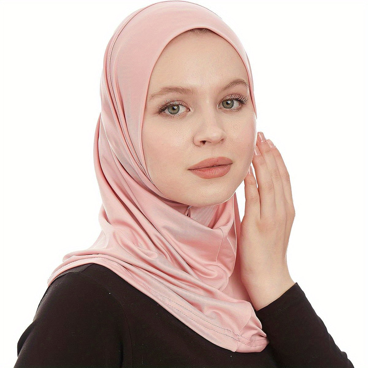 Elegant Pink Amira Hijab for Women - Soft, One-Piece Jersey Scarf with Ruffled Edges, Perfect for Casual or Formal Outfits, Hand Wash Only, Casual Headscarf | Ruffled Hijab