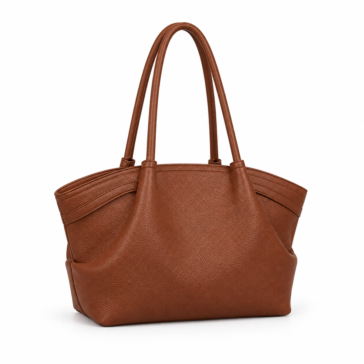 Brown Pebbled Leather Elegant Shoulder Tote