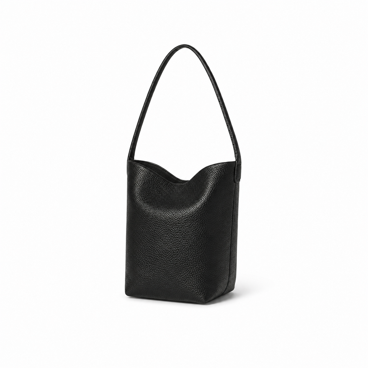 XL Black Pebbled Leather Shoulder Hobo Bag