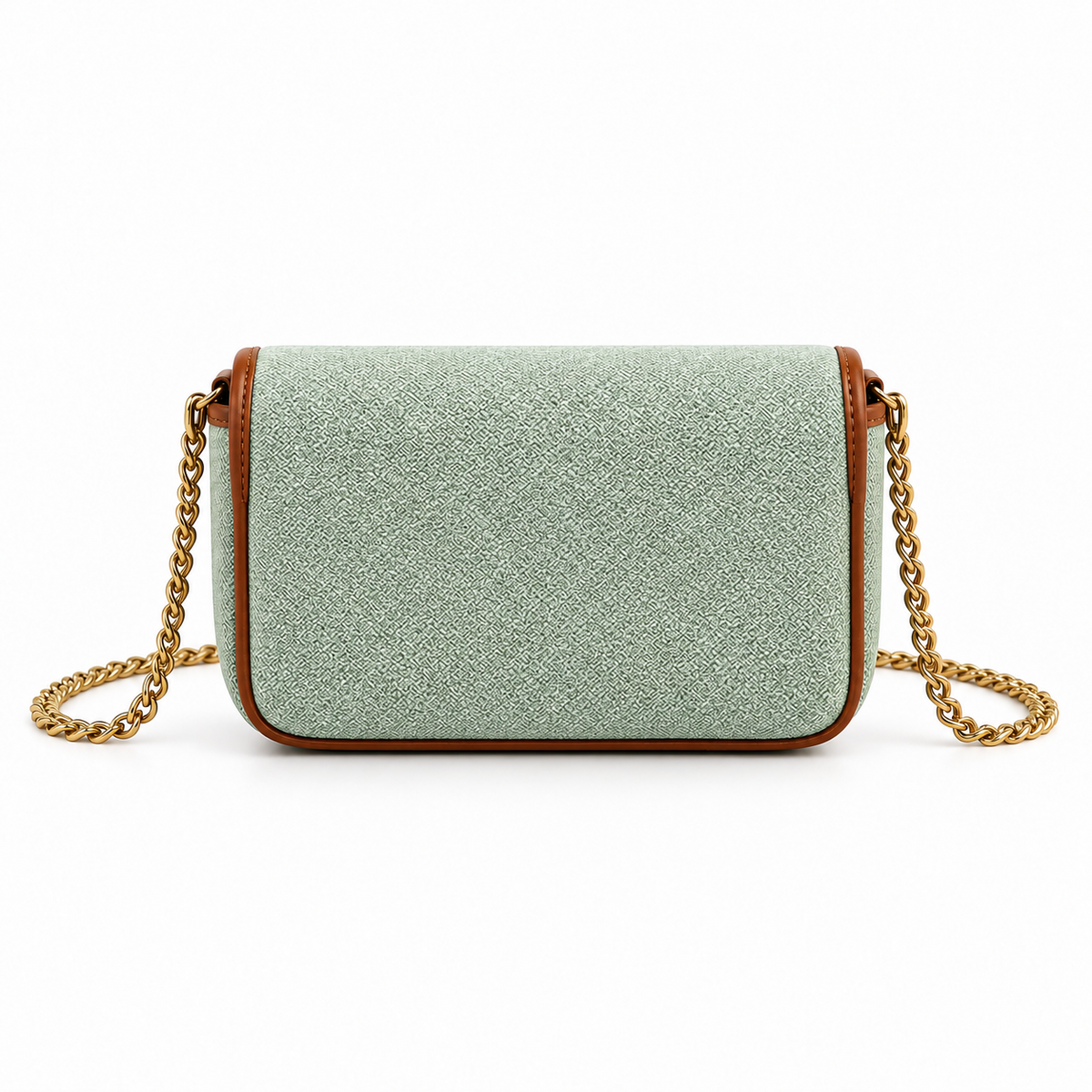 Mint Green Woven Chain Shoulder Bag
