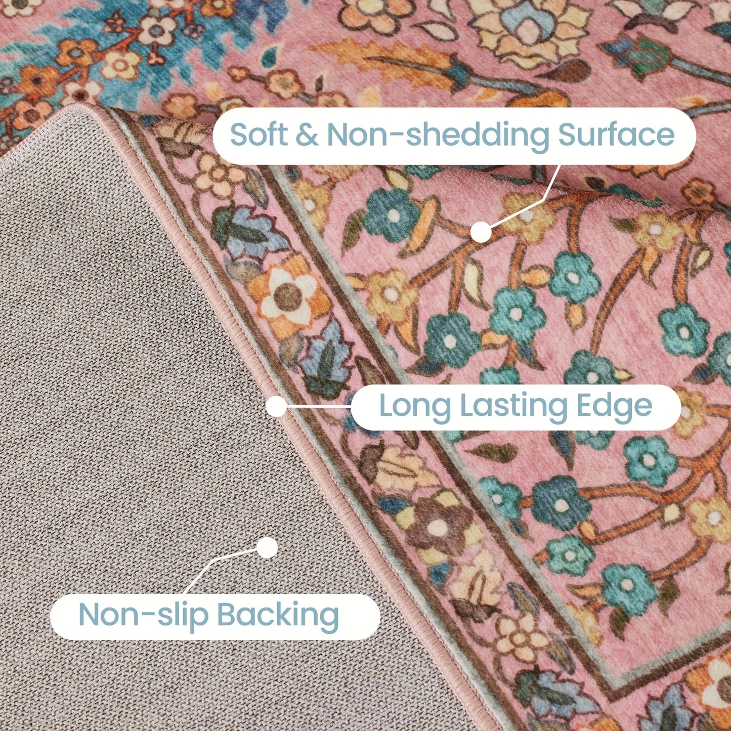 Floral Plant Living Room Rugs, Printed Mat, Valentine's Day Carpet, Modern Pink Non-Slip Soft Mat, Game Room, Dormitory, Bedroom, Living Room