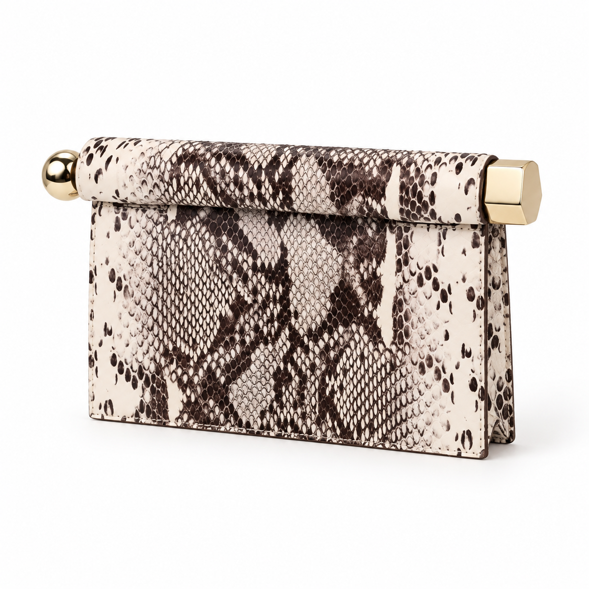 Elegant Snakeskin Print Leather Evening Clutch