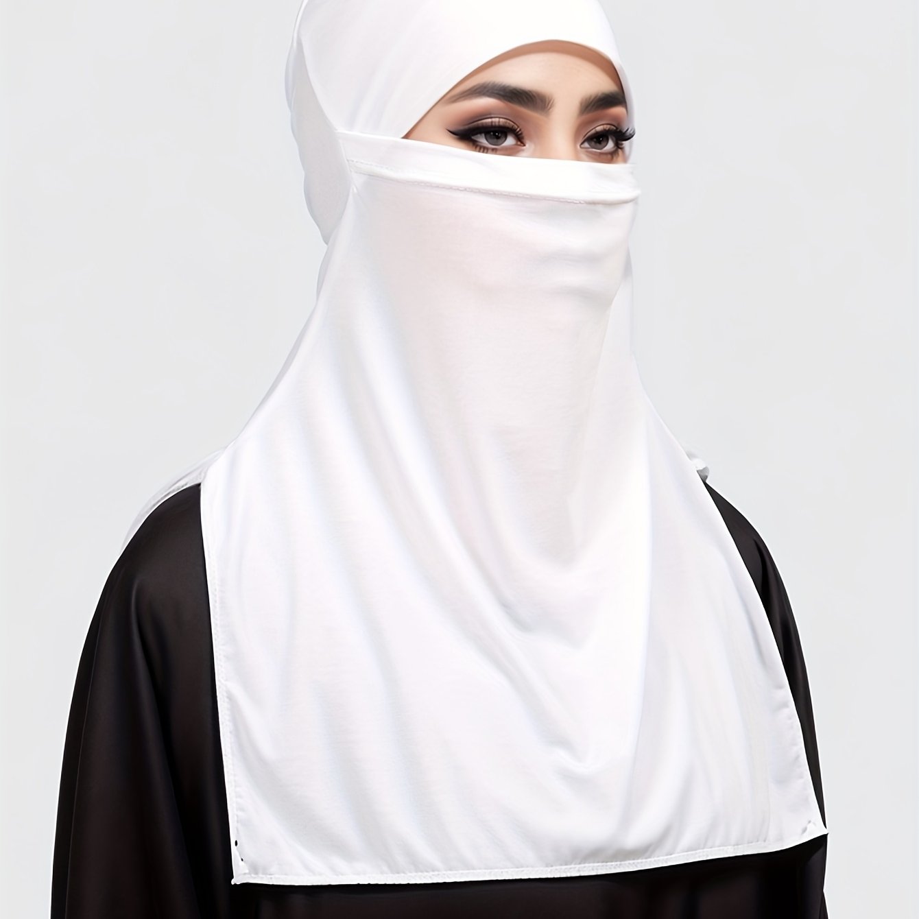 Elegant Muslim Women's Large Khimar Abaya - Asymmetrical Design, Solid Color, Versatile Base for Hats, Machine Washable All-Season Traditional Hijab, Hijab Scarf, Outdoor Light Beige Protection