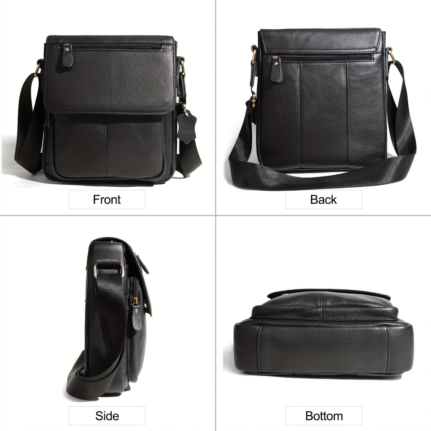 Men's Genuine Leather Shoulder Bag Messenger Crossbody Bag for Travel Work Business Leather Purse