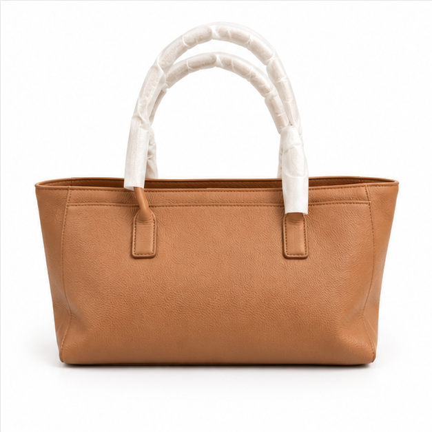 Camel Pebbled Leather Everyday Tote Handbag