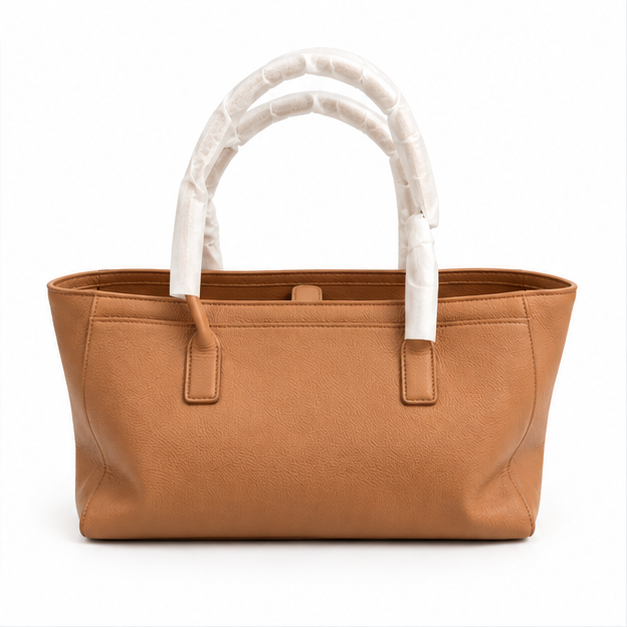 Camel Pebbled Leather Everyday Tote Handbag