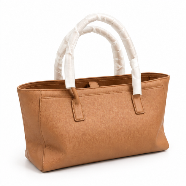 Camel Pebbled Leather Everyday Tote Handbag