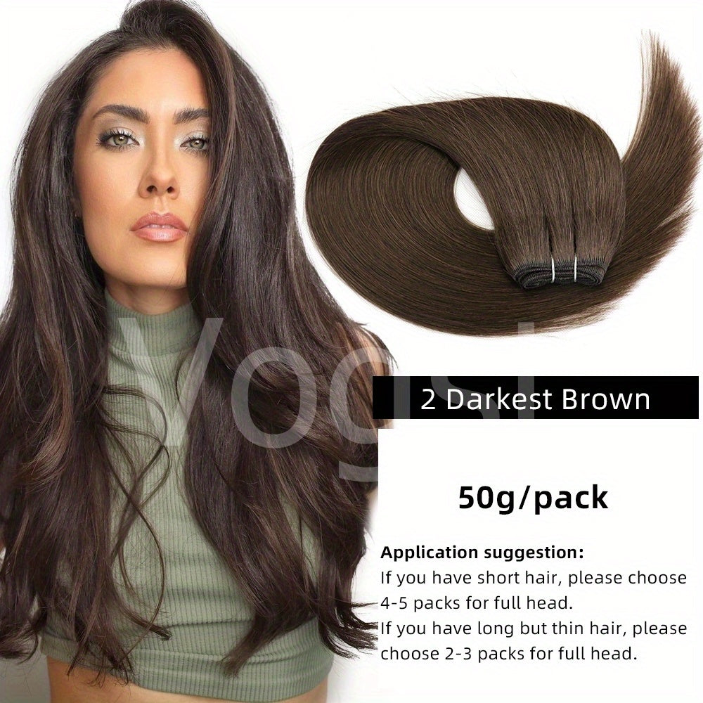 Genuine Straight Human Hair Wefts, Double Wefted Bundles Ranging from 12 to 24 Inches, Suitable for Sewing in Hair Weaves, Weighing 1.76 oz