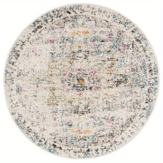Madison Dalia Vintage Traditional Area Round Rug Grey Golden 5' x 5' Round
