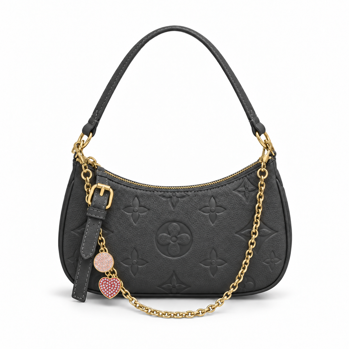 Dark Grey Embossed Shoulder Bag