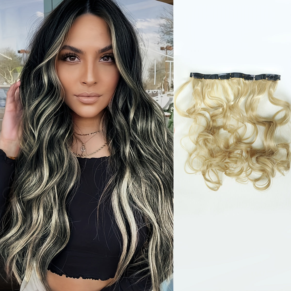 18 Inch Long Curly Clip-in Hair Extensions - Women's Versatile 4 Clip Design, Multi-color Optional, Suitable for Halloween and Christmas, New Year and other festive occasions, Easy to use