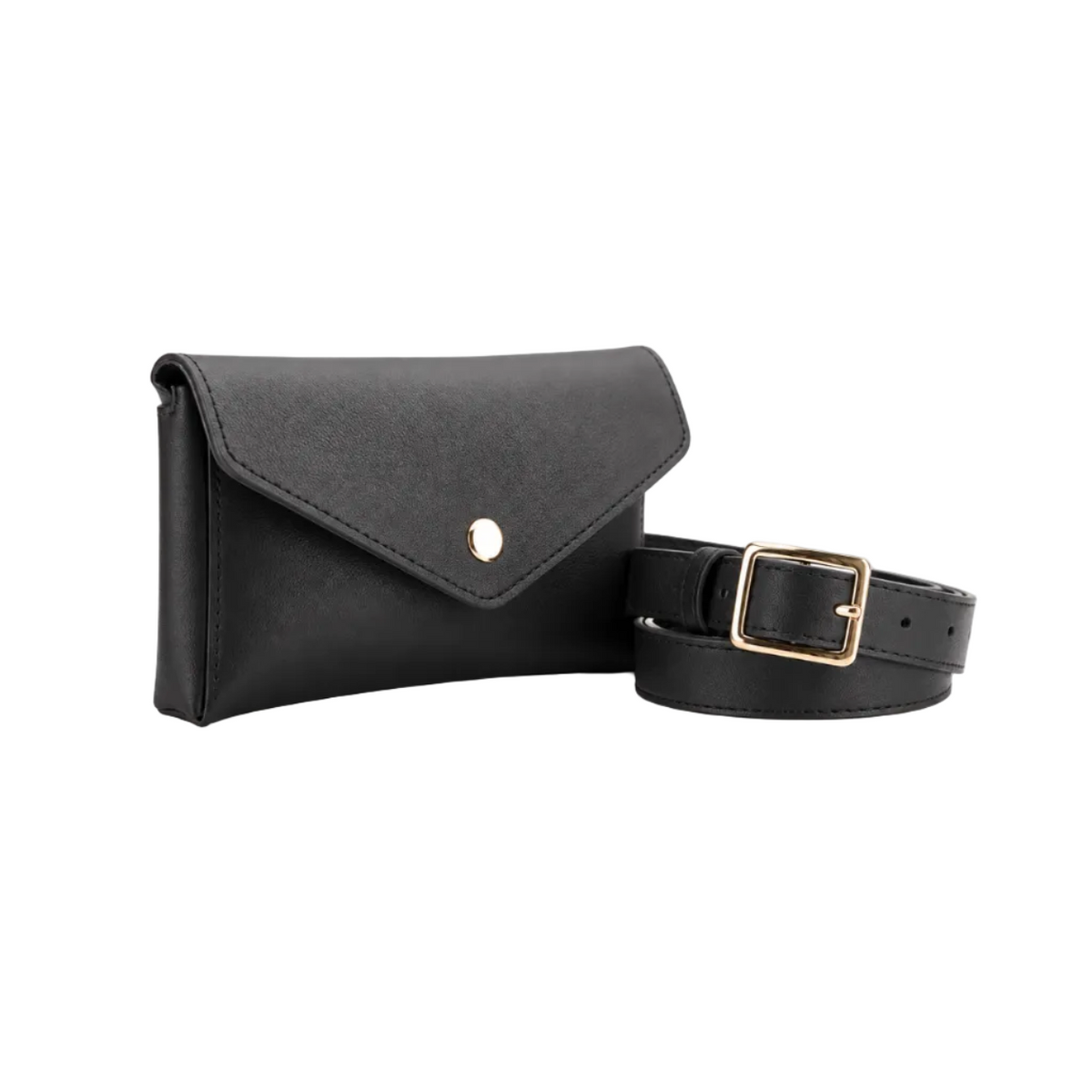 Classic Black Envelope Flap Waist Bag