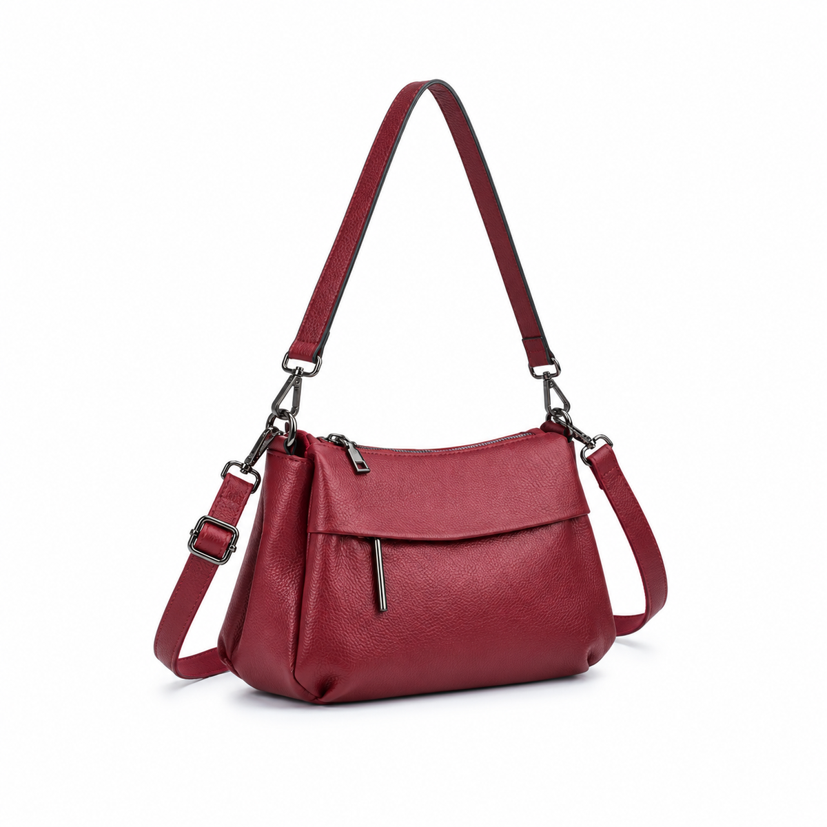 Elegant Burgundy Shoulder Bag With Crossbody