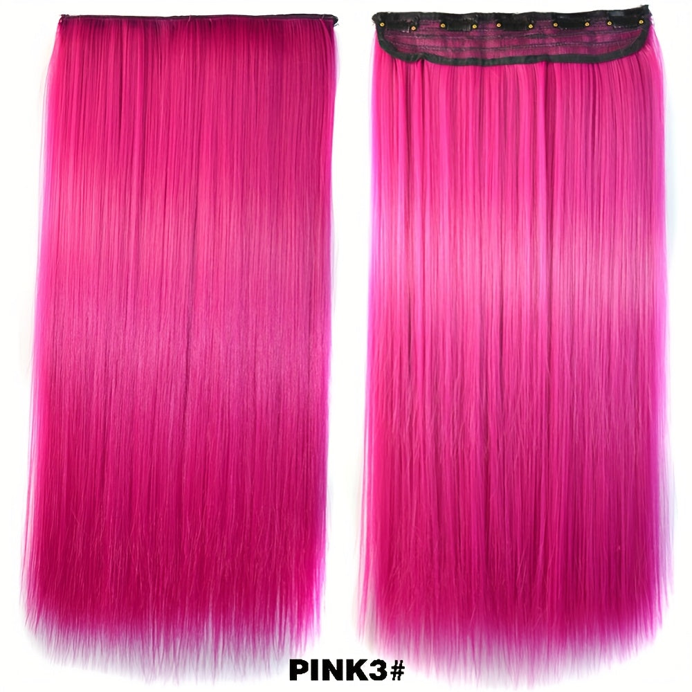 24 Inch Synthetic  5 Clips In Hair Extensions Long Straight High Temperature Fiber Colorful Hairpiece for Women