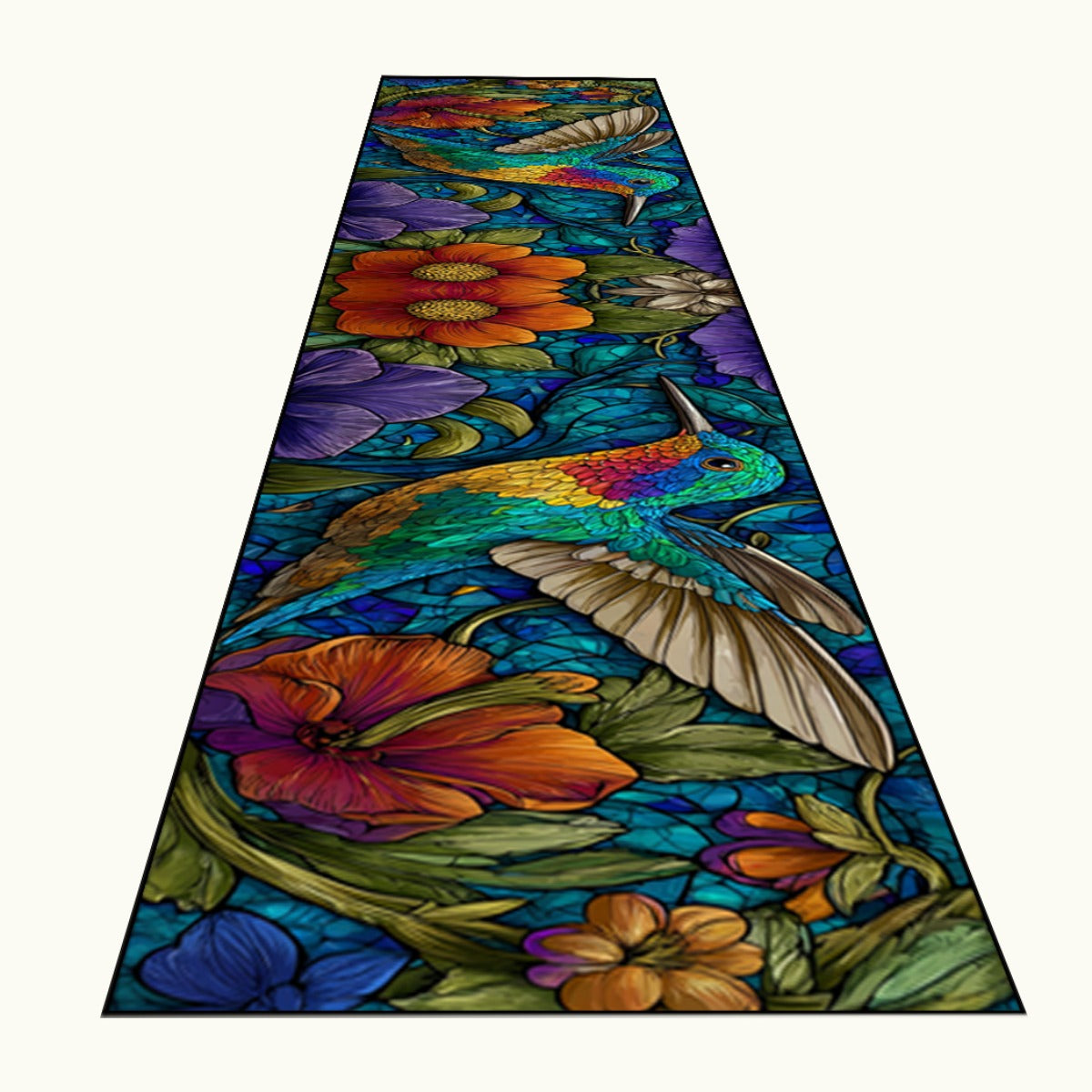 1pc of Vibrant Hummingbird Design Premium Extra-Long Runner Rug Measuring 100Cm (39 Inches) in Width, Featuring a Secure Backing, Ideal for Outdoor Wedding Venues, Party Entrances, Hotel Hallways, Halloween Decorations