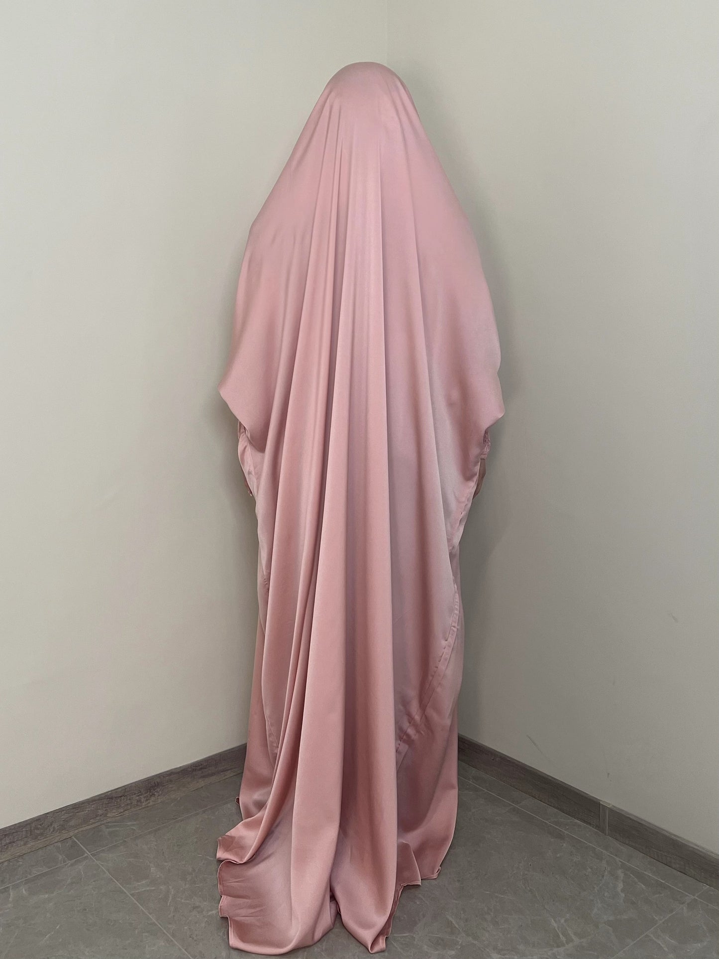 [Satin Modesty Dress] Free Size Satin One Piece Modesty Abaya Burkha - Jilbab Niqab Attached