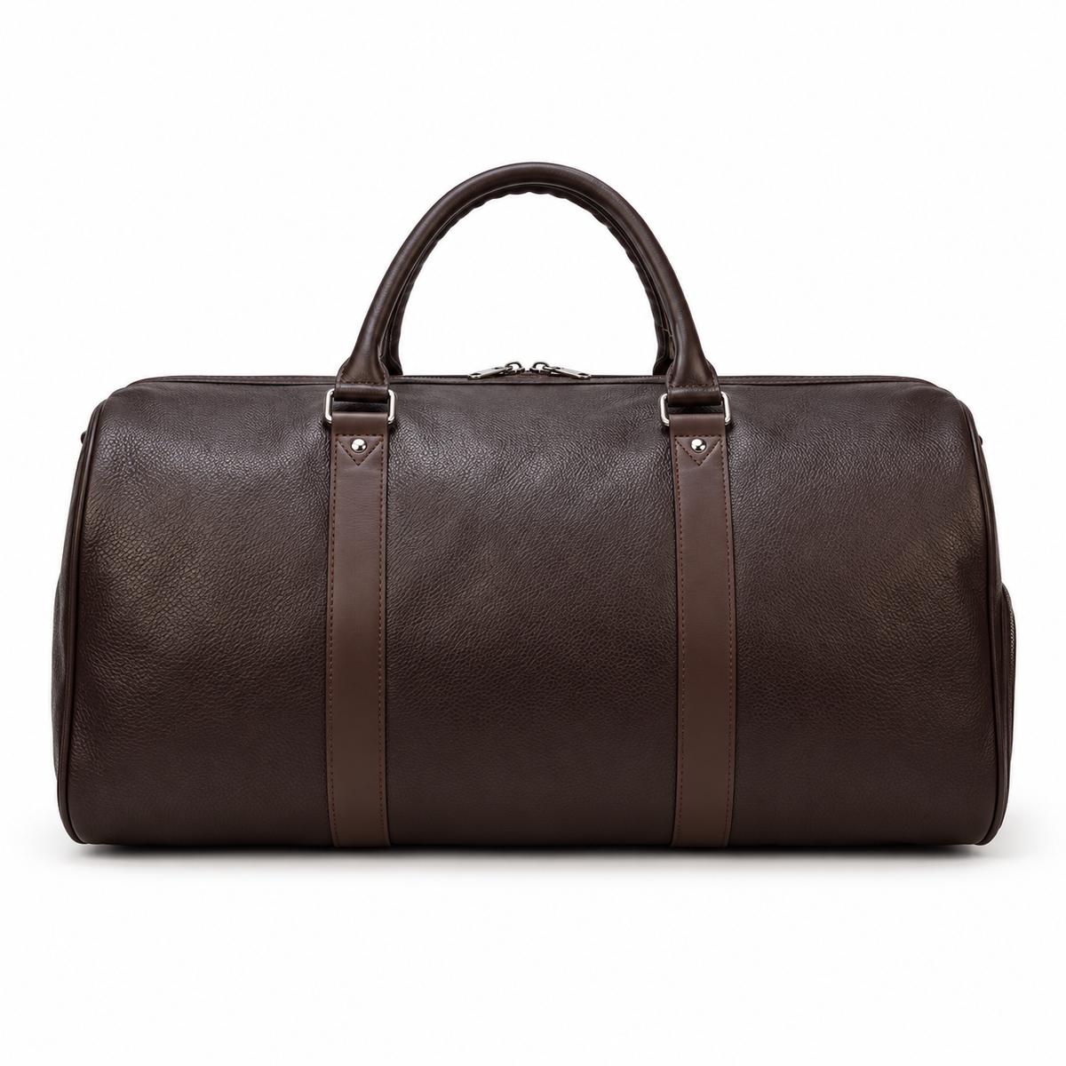 Classic Coffee Brown Leather Duffel Bag