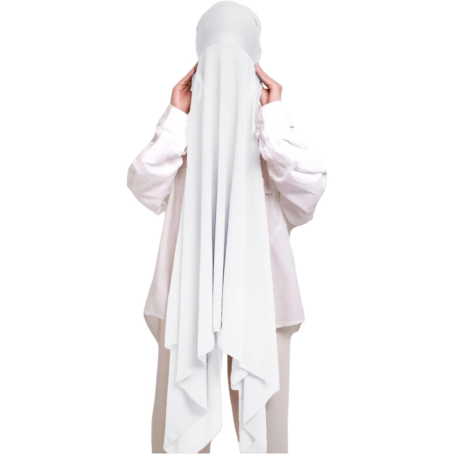 Instant Hijab Khimar Abaya - Elegant Islamic Prayer Veil with Tie Back Undercap, Lightweight Chiffon Fabric for Women, Quick Setup Modest Clothing for Travel, Work, Everyday