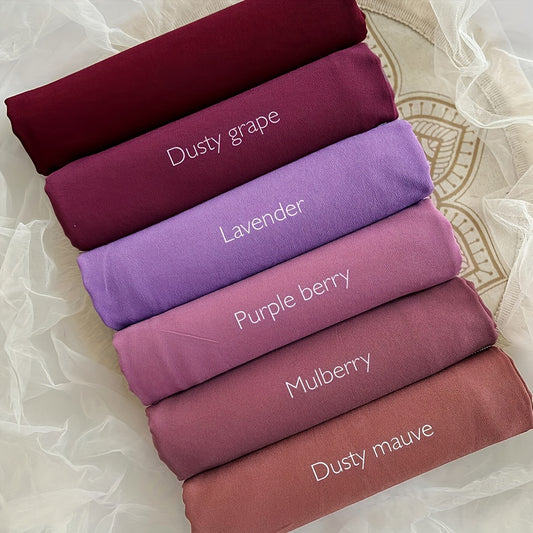 6pcs Women's Breathable Satin Bamboo Jersey Hijab Scarves - Non-Stretch Snug Fit, 10 Solid Colors for Ramadan & Modest Fashion, Premium Woven Satin Fabric, Hand Wash/Dry Clean, Hijab Accessories