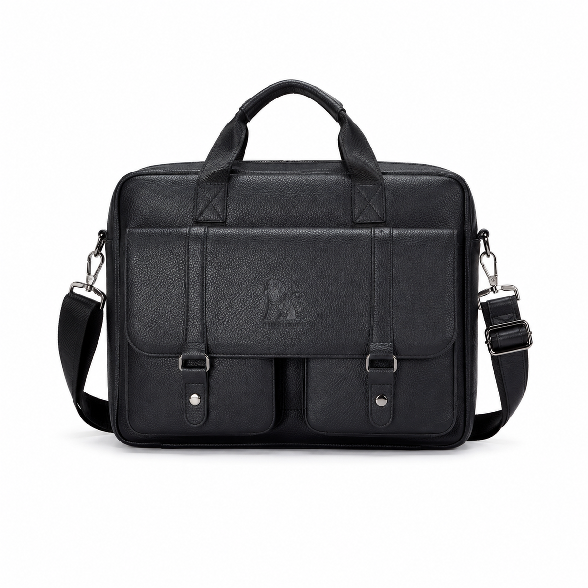 Premium Black Leather Laptop Briefcase Bag