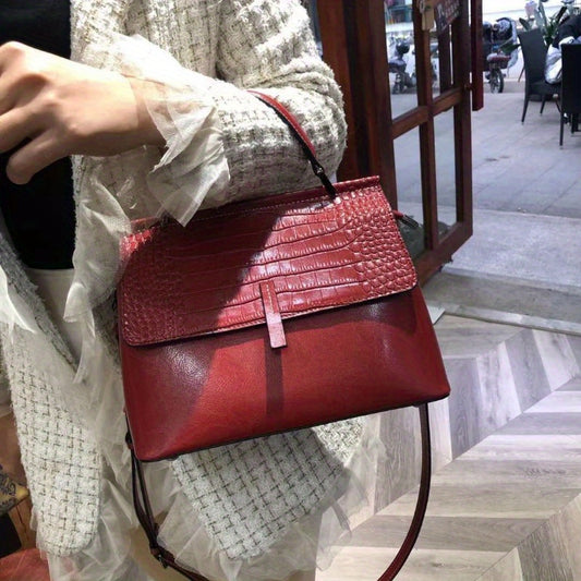 2025 New Women's Flip-Up Handbag - Genuine Leather Detachable Crossbody Shoulder Bag, Light Luxury Minimalist Design for Work