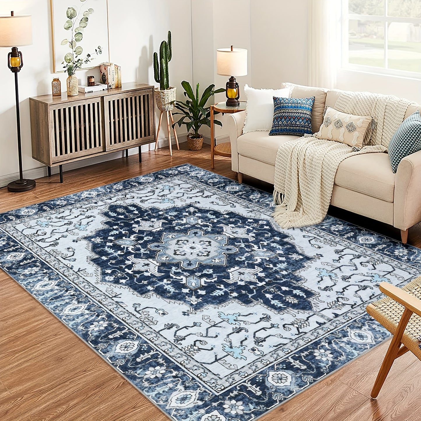 Vintage Floral Print Throw Floor Carpet Small Entrance Rug Washable Living Room Rug Easy Cleaning Rug Stain Resistant Indoor Carpet Non Slip Non Shedding Low Pile Soft Bedroom Rug Folding Rug For Dining Room Office Kitch