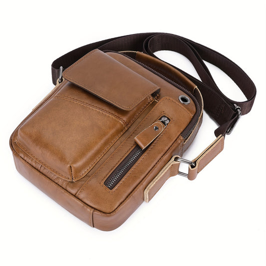 Men's Casual Shoulder Bag - Adjustable Crossbody Messenger Bag with Large Capacity Tote Bag, Multiple Zipper Compartments & Durable Wear-Resistant Design for Everyday
