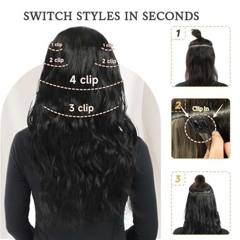 Emphasize Dark Brown Balayage Clip-In Hair Extensions (20 Inches, 6pcs, Light Brown And Honey Blonde) That Look Natural And Blend Seamlessly.