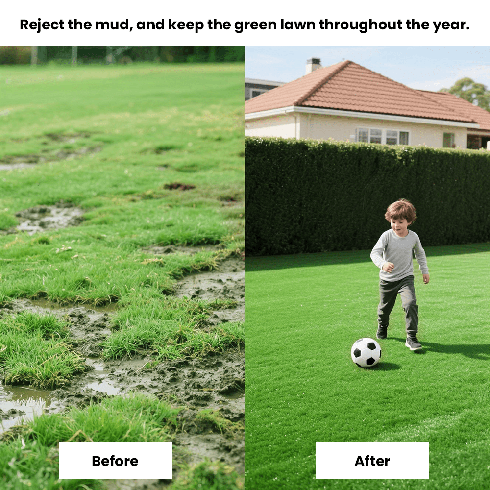 High-Realistic Artificial Grass Turf with Rubber Backing – Soft Fake Grass, No Watering/Mowing/Fertilizing, Saves Time & Water, Year-Round Green, Ideal for Indoor/Outdoor, Yard, Balcony, Thanksgiving decorations, Christmas
