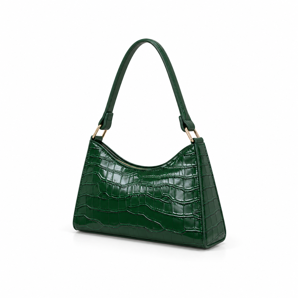 Emerald Croc Embossed Shoulder Handbag Purse