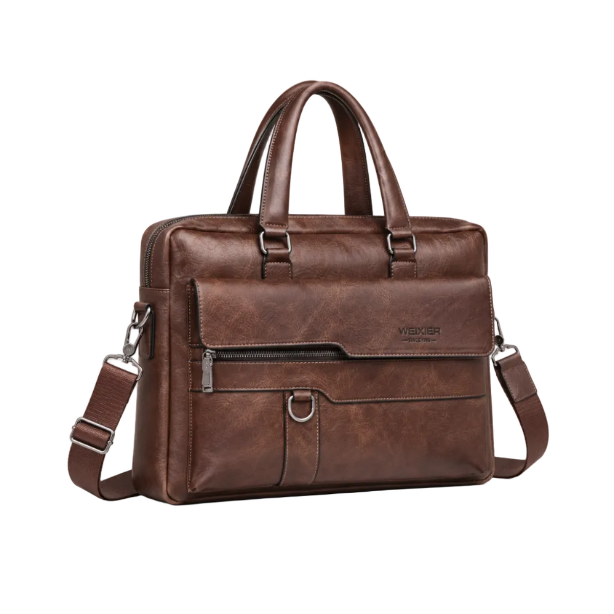 Vintage Brown Leather Briefcase Shoulder Bag