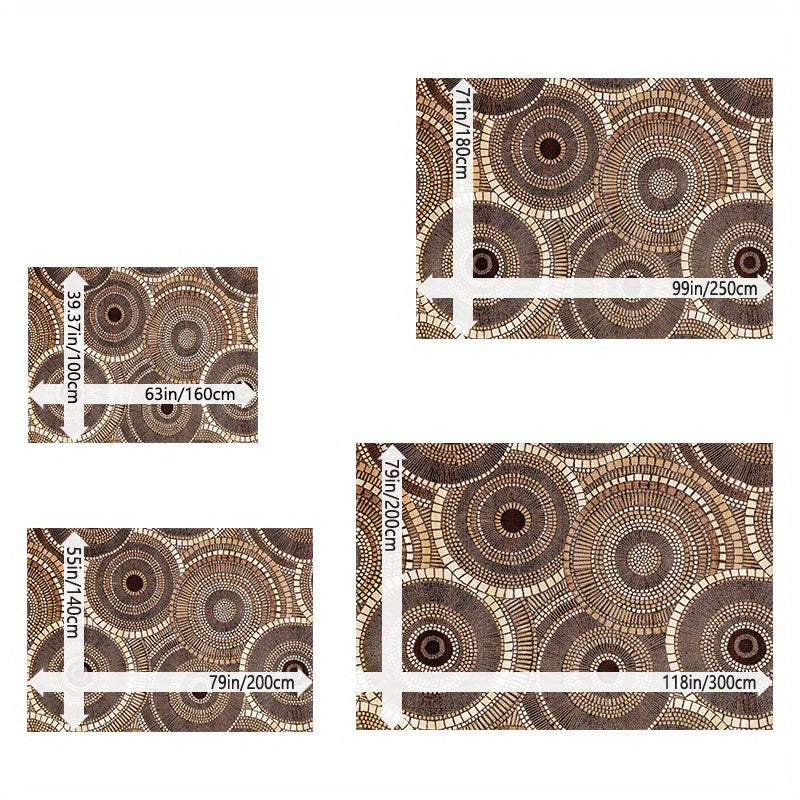 Golden Diamond Velvet + Dotted Plastic Base + 800G 1pc Brown Modern Pattern Mat, Outdoor Rugs, Suitable for Courtyard, Balcony, Garden, Camping, Machine Washable, Indoor/Outdoor Mat