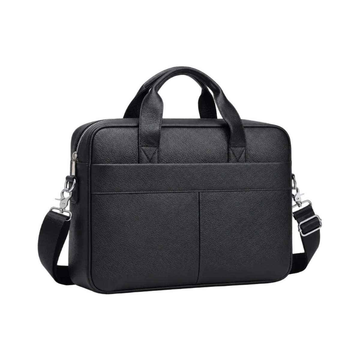 Classic Black Leather Briefcase Shoulder Bag