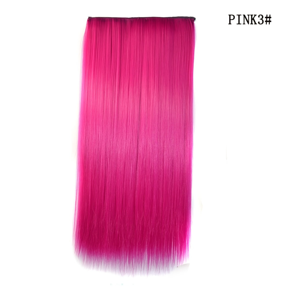 24 Inch Synthetic  5 Clips In Hair Extensions Long Straight High Temperature Fiber Colorful Hairpiece for Women