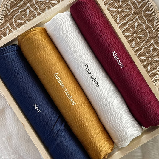 Ladies Elegant Solid Color Bamboo Woven Hijab Scarf | 4pcs/PC | Polyester | Hand Wash or Professional Dry Clean | for Ramadan | Elegant