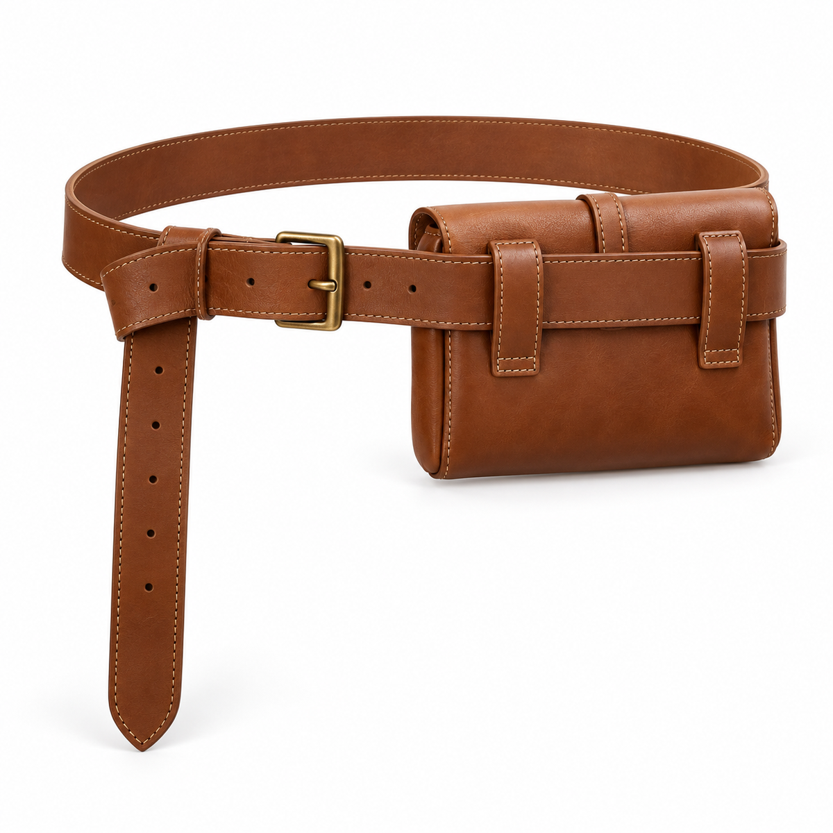 Vintage Brown Studded Waist Belt Pouch