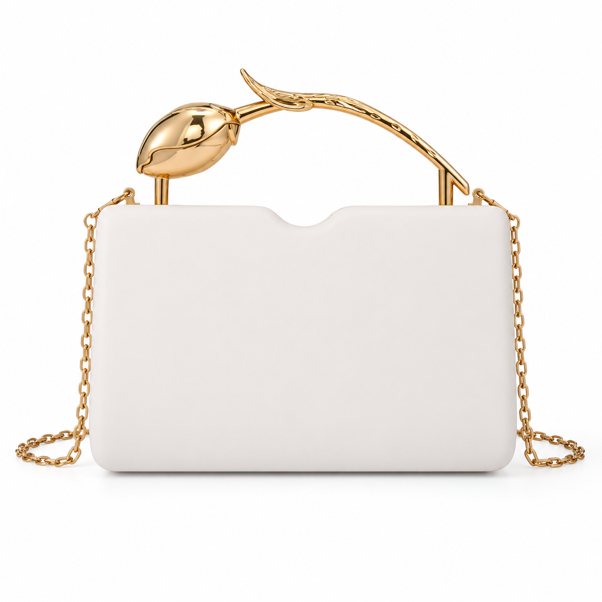Ivory Vegan Leather Tulip Handle Bag