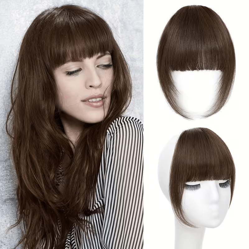 Women'S French Human Hair Bangs | Real Human Hair, Natural Straight Hair with Easy Clip-In Attachment, Elegant Straight Fringe for Dates, Parties, and Everyday Wear, Multifunctional Hair Accessory.
