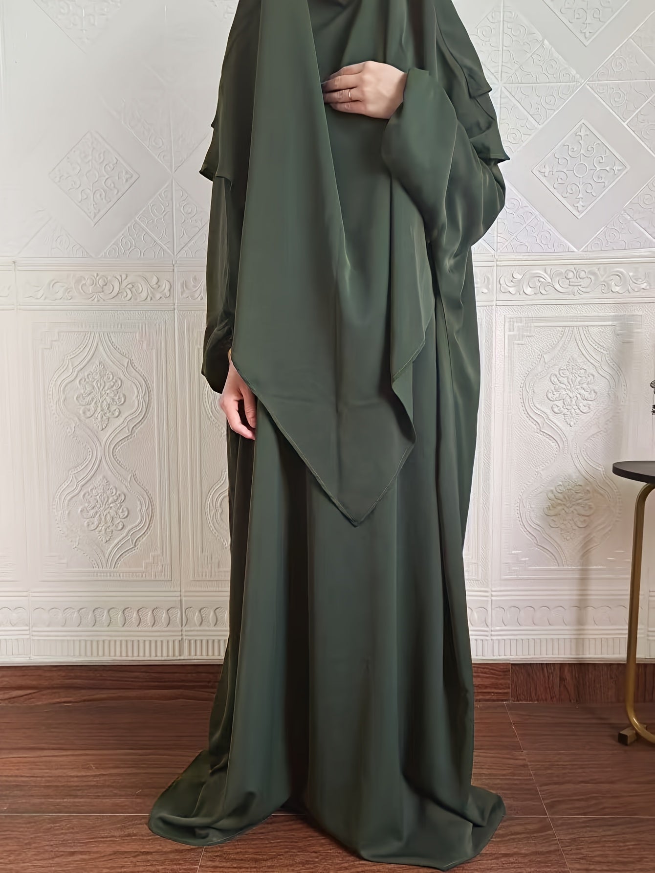 Plus Size - A Set of Elegant Plus Size Women Jilbaab Dresses, Middle East Dubai Solid Color Robe Dress Two Piece Set, Perfect for Ramadan And Islamic Prayers Abaya Femme Women Abaya Dubai Islamic Clothing Abaya Hijab Femme Prayer Jil