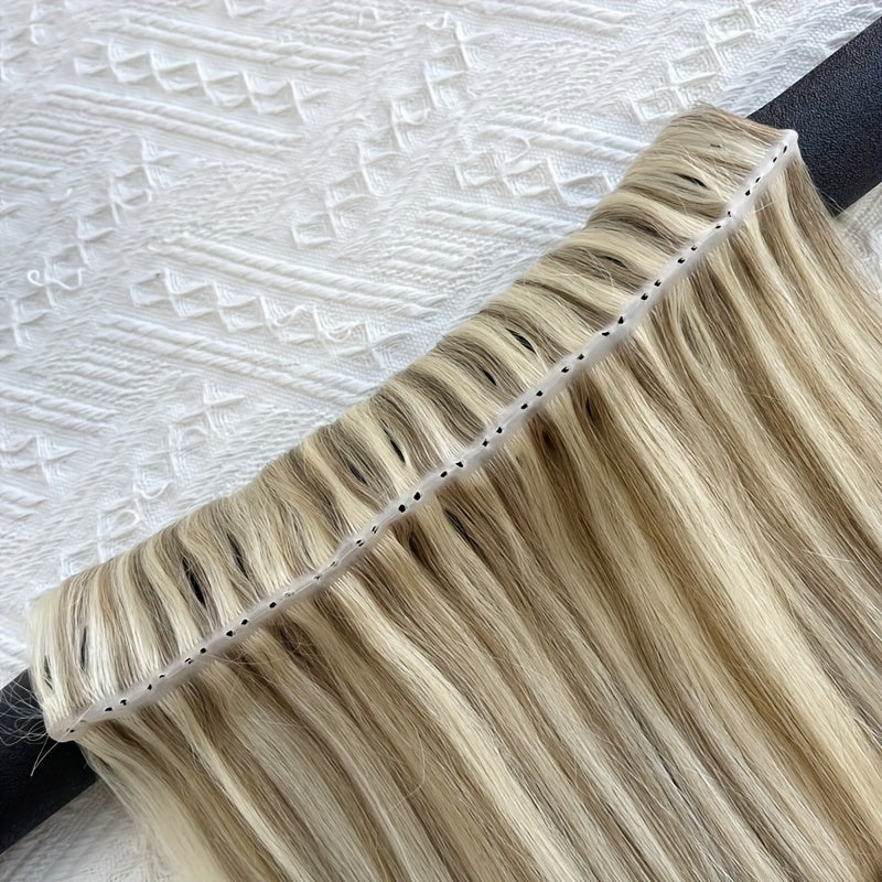 1pc Invisible Hole Human Hair Weft Extensions - Straight Blonde Double Side Weft for Women, 12" - 40g, 16" - 40g, 20" - 50g, 24" - 50g, Natural Hair, Hair Filling|Straight Hair Extensions|Invisible Hole Weft, Hair Wefts
