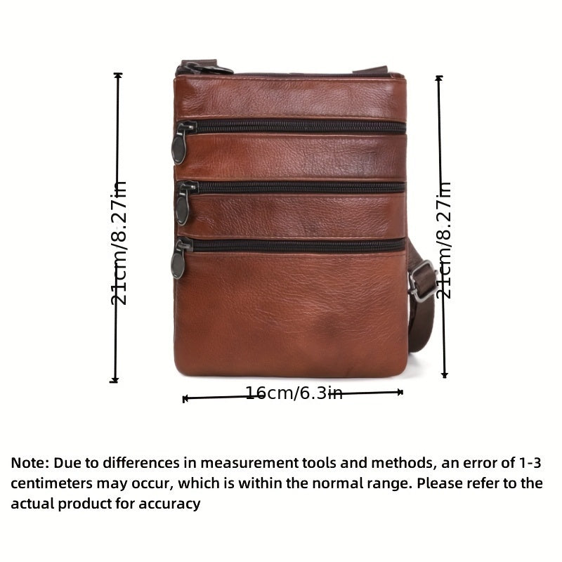 Men's Genuine Cowhide Leather Sling Bag, Shoulder Bag, Casual And Fashionable Crossbody Bag