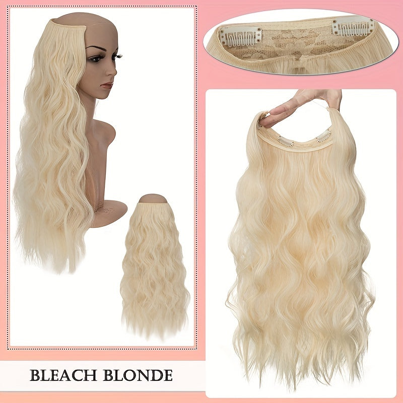 Thick Clip In Long Wavy Synthetic Hair Extensions - 24 Inch Balayage Brown Black Double Weft Fiber Hidden Wire Hairpieces for Women - Easy to Style, Natural Looking, And Long-Lasting Hair Enhancement