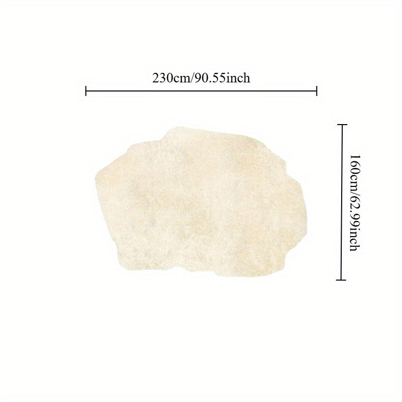Faux Imitation Cashmere 1000g 10mm French-Style Cream Living Room Decor Large Area Rug, Ins Light Luxury Marble Texture Bedroom Plush Carpet, Fluffy Soft Lounge Rug, Irregular Washable Non-Slip Mat