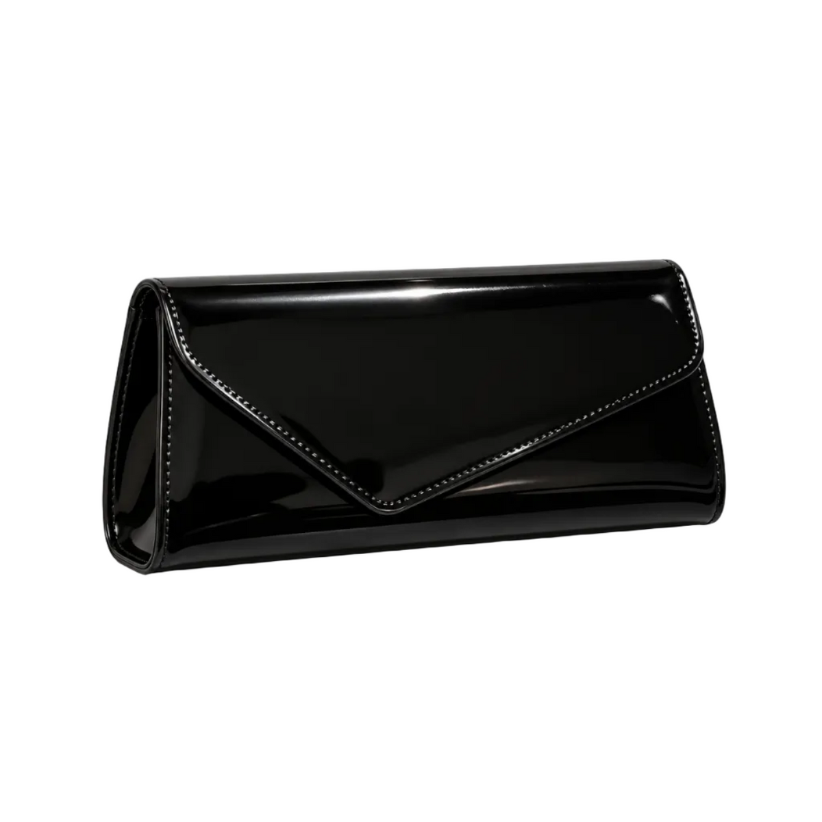 Glossy Black Envelope Evening Clutch Bag