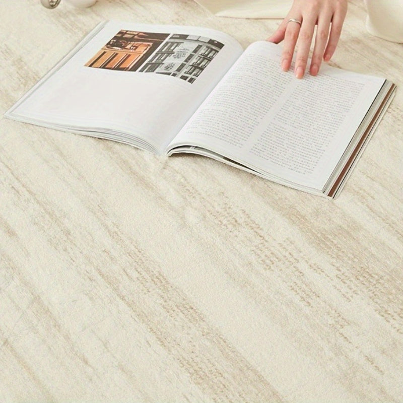 Faux Imitation Cashmere 1000g 10mm French-Style Cream Living Room Decor Large Area Rug, Ins Light Luxury Marble Texture Bedroom Plush Carpet, Fluffy Soft Lounge Rug, Irregular Washable Non-Slip Mat